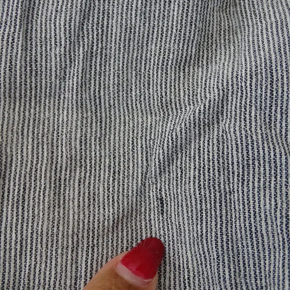 Ellison Stripe Button-Up Cropped Top Black/Blue Women Size S Short Sleeve FLAW - Picture 11 of 11